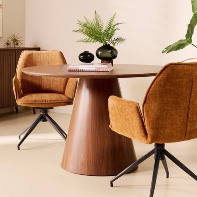 Foto van Eettafel Gemma - Ø120cm Walnootkleur
