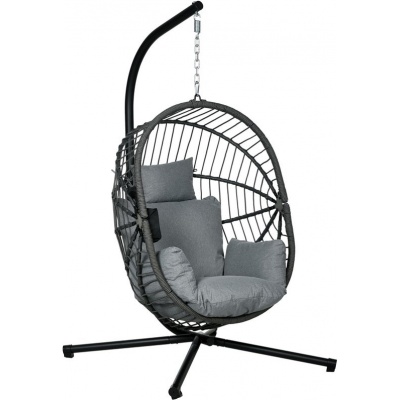 Foto van Outsunny - Hangstoel met Kussen - Staal - Polyester - Grijs