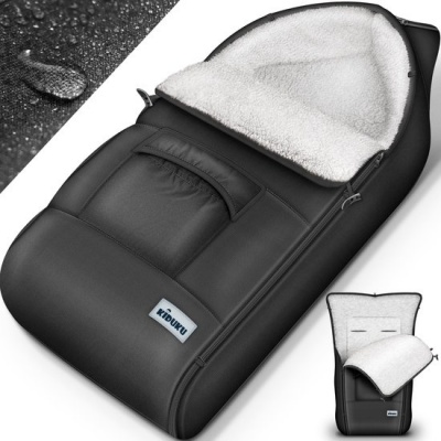 Foto van KIDUKU Wintervoetenzak voor kinderwagen - Wasbare voetenzak met ritssluiting, zwart, 95x50x30 cm