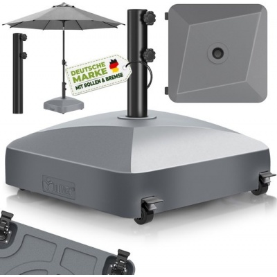 Foto van tillvex® Parasolvoet GRAVIA met wielen & remmen | Vulbaar 37L / 56kg | Weer- en UV-bestendig (Antrac