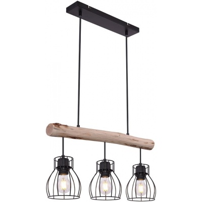 Globo - hanglamp Mina - natuurlijk zwart - hout en metaal - grote eettafel lamp - E27 Globo - hanglamp Mina - natuurlijk zwart - hout en metaal - grote eettafel lamp - E27