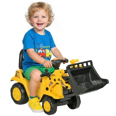 Foto van HOMCOM kinder graafmachine met opbergvak, geel/zwart, 80 x 26,5 x 39 cm