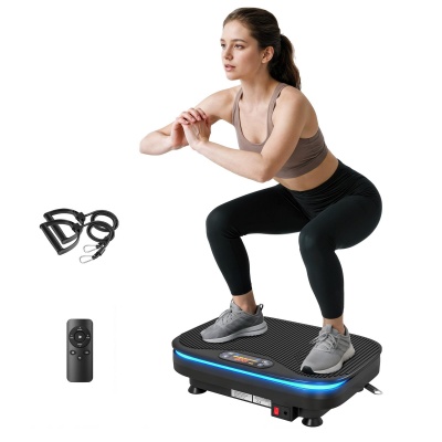 Foto van SPORTNOW Trilplaat met 99 Intensiteitsniveaus, 3 Modi, Bluetooth en Weerstandsbanden