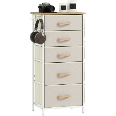 Foto van HOMCOM Stoffen Ladekast - Vliesstof, Staal - 86L x 30B x 94,5H cm - Beige