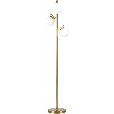 Foto van HOMCOM - Staande lamp met 3 lampenkappen en voetschakelaar - Goud