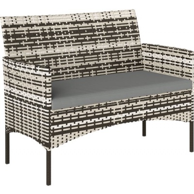 Foto van Outsunny Rattan Loveseat - PE-rattan, staal - 115L x 63B x 85H cm - Lichtgrijs