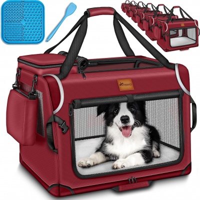 Foto van TRESKO® opvouwbare hondenbox S – 50 x 34 x 34 cm – met likmat en spatel – grijs