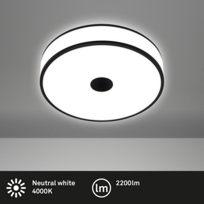 Foto van Briloner Leuchten BLOCK - LED plafondlamp - zwart decoratief - neutraal wit 4000K - Ø38 x 9,5 cm