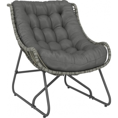 Foto van Outsunny Rattan loungestoel - Staal, PE-rattan - 75L x 101B x 90H cm - Donkergrijs