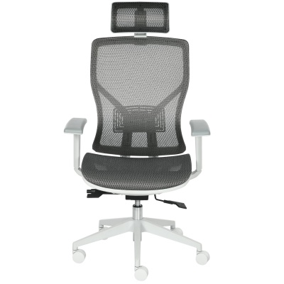 Foto van Vinsetto Ergonomische bureaustoel met verstelbare hoogte, wielen en lendenkussen, grijs