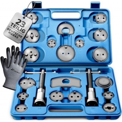 Foto van TRESKO® 23-delige remzuigerterugsteller set met handschoenen voor remwerkzaamheden