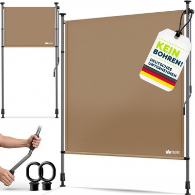 Foto van tillvex® Klemluifel, verticale zonwering 200 x 310 cm, taupe, met handslinger, zonder boren