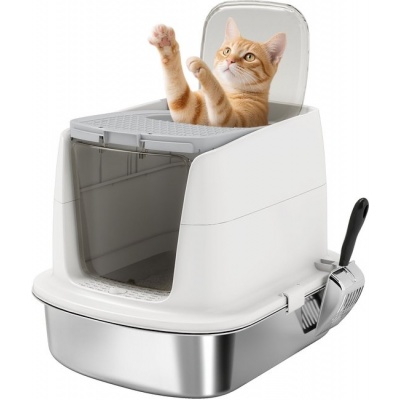 Foto van PawHut kattenbak met lade - 52,4L x 41,3B x 39,8H cm - wit