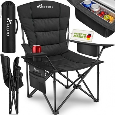 Foto van TRESKO® Opvouwbare Campingstoel tot 150 kg | Klapstoel met Armleuningen & Bekerhouder