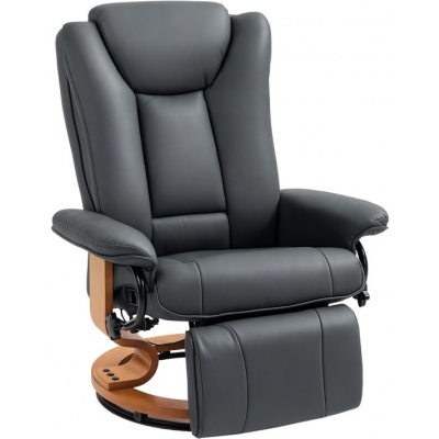 Foto van HOMCOM Relaxstoel van kunstleer, hout 78L x 88B x 103H cm Donkergrijs