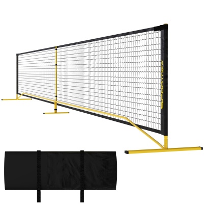 Foto van SPORTNOW Pickleball-net 6,7 m Draagbaar met Tas Metaal Geel