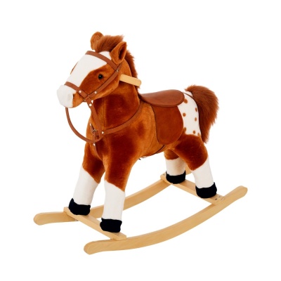 Foto van HOMCOM Kinder Schommelpaard Bruin 74x28x65cm