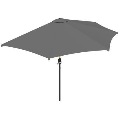 Foto van Buitenzonnige Balkon Half Parasol Semi Ronde Paraplu Aluminium Frame (3m, Grijs) - Zonder Basis