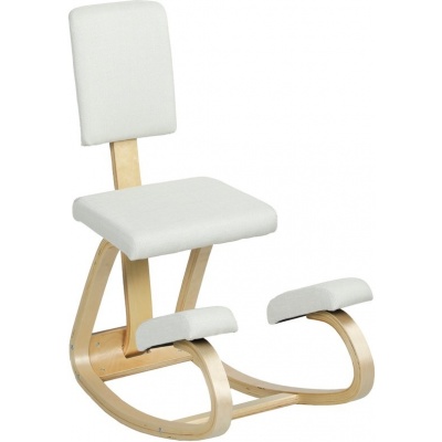Foto van Homcom Kniestoel - Berkenhout, Polyester - 84L x 51B x 93H cm - Crème wit