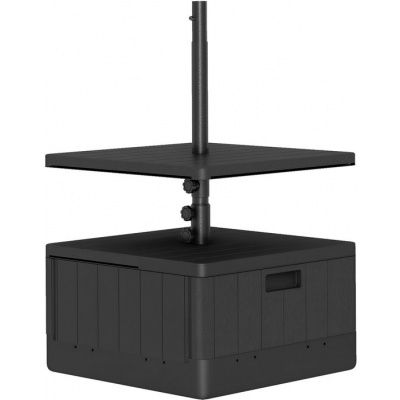 Foto van Outsunny 3-in-1 Parasolstandaard 80 kg, vulbaar met planten, met wielen, zwart voor balkon