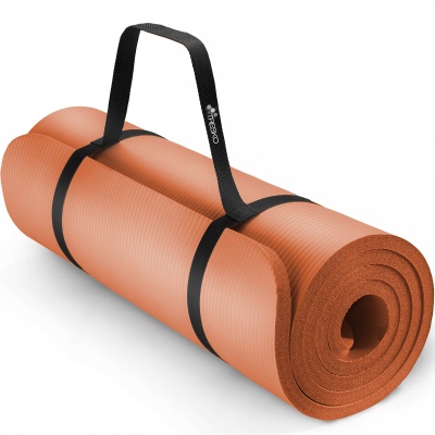 Foto van TRESKO® fitnessmat yogamat pilatesmat 185 x 60 cm, oranje, 1 cm dik, ftalaatvrij