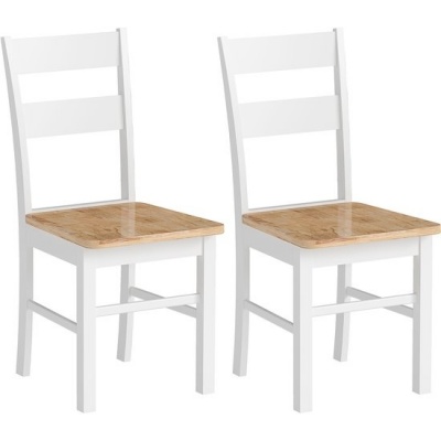 Foto van HOMCOM Eetkamerstoel van Rubberhout 50,5L x 40B x 88,5H cm Eikenkleur