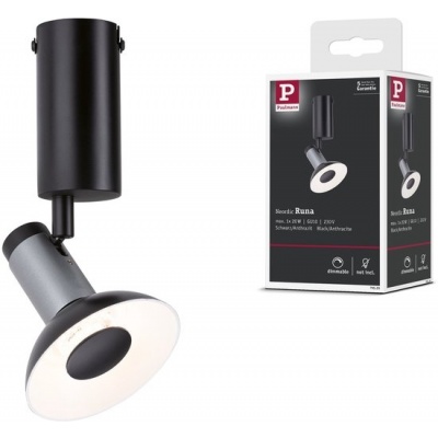Foto van Neordic Runa Wand- en Plafondlamp GU10 230V max. 20W dimbaar Zwart/Antraciet