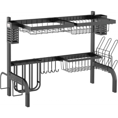 Foto van HOMCOM Afwasrek van staal - 81,5L x 31,5B x 53,5H cm - Zwart