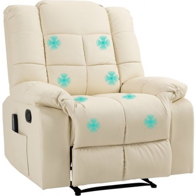 Foto van HOMCOM Massagestoel met 8 vibratiepunten en ligfunctie - Crèmewit