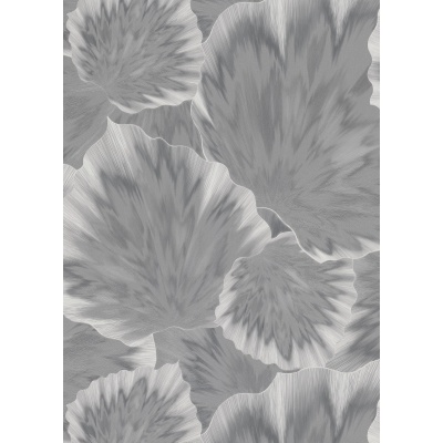Foto van Erismann Vliesbehang met bladeren en bloemen in grijs metallic 10402-10