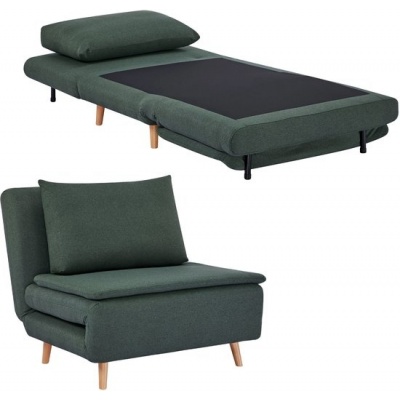 Foto van Homcom Stoelbed - Polyester, Beukenhout - 95L x 90B x 80H cm - Donkergroen