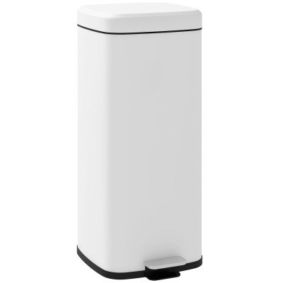 Foto van HOMCOM 30L Pedaalemmer van roestvrij staal met softclose, compact en uitneembare binnenemmer, wit