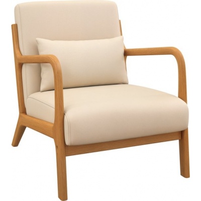 Foto van HOMCOM Accent Stoel - Fluweel (100% polyester) - 61x78x76cm - Beige