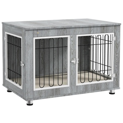 Foto van PawHut Huisdierenkrat bijzettafel met kussen voor middelgrote en grote honden, grijs