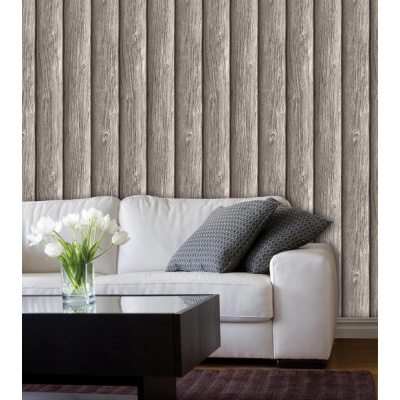 Foto van Schuimvinylbehang houtlook - grijs