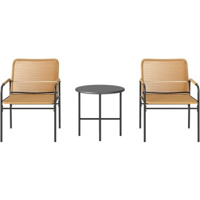 Foto van Outsunny Rattan Bistroset - Staal, PE-Rattan - 54L x 66B x 76H cm - Geel