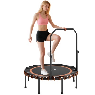 Foto van SPORTNOW Fitness Trampoline Ø122 cm, opvouwbaar met 5 verstelbare handgrepen, voor binnen en buiten