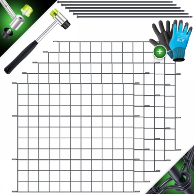 Foto van KESSER® Vijverhek tuinhek steekhek complete set metaal 5x recht incl. handschoenen, 1x hamer + 6 bev