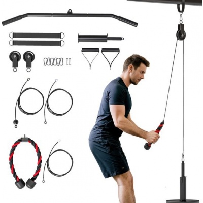 Foto van SPORTNOW Gewicht Kabel Katrol Systeem Staal, Nylon 98L x 2,5B x 200H cm Zwart