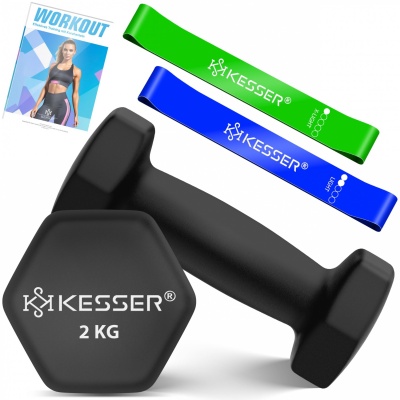 Foto van KESSER® Halters, halterset, 2-delige set, 2 kg - 5 kg, gekleurd, korte halters van neopreen, hexagon