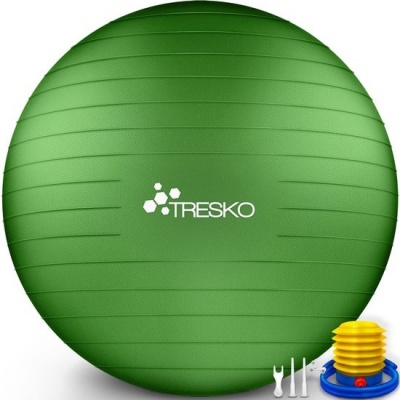 Foto van TRESKO® anti-burst gymnastiekbal 65 cm met luchtpomp (groen, voor 155-175 cm)