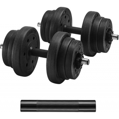 Foto van SONGMICS Verstelbare kunststof halterset 20 kg met stalen buis, 1 paar voor fitness training