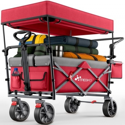 Foto van TRESKO® Opvouwbare bolderkar met dak en koelvak, max. 150 kg, met rem en rubberen banden
