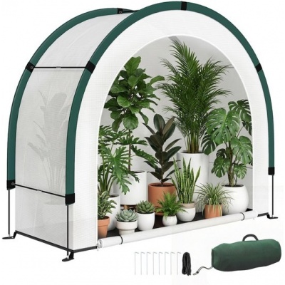 Foto van Outsunny Kas-PE, glasvezel 200L x 80B x 164H cm - Groen