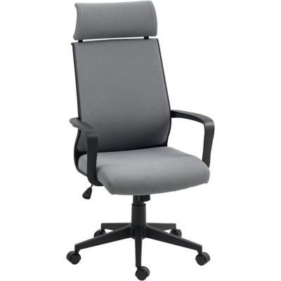Foto van HOMCOM Bureau Stoel - Polyester, Schuim - 69L x 60,5B x 109-117H cm - Donkergrijs