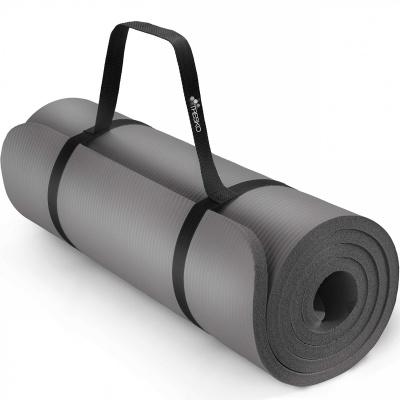 Foto van TRESKO® fitnessmat - yogamat - pilatesmat - 185 x 60 x 1,5 cm - getest op ftalaten - grijs