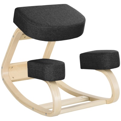 Foto van Vinsetto Ergonomische Kniestuhl, Gezondheidsstoel voor Thuiswerk, Zwart