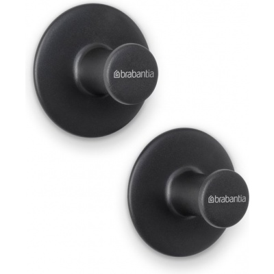 Foto van Brabantia ReNew Handdoekhaakjes - 2 stuks - Zonder boren - Donkergrijs