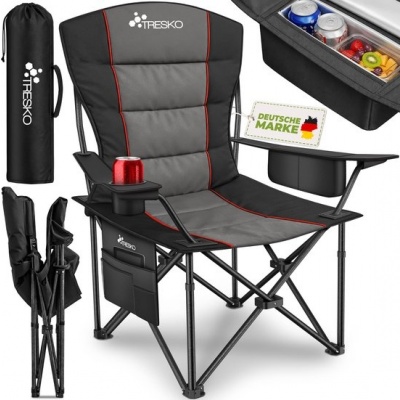 Foto van TRESKO® Opvouwbare Campingstoel tot 150 kg | Klapstoel met Armleuningen & Bekerhouder