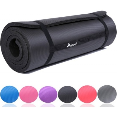 Foto van Zwarte Yogamat - 190 x 100 x 1,5 cm - Antislip - Inclusief Draagzak - Fitness & Pilates